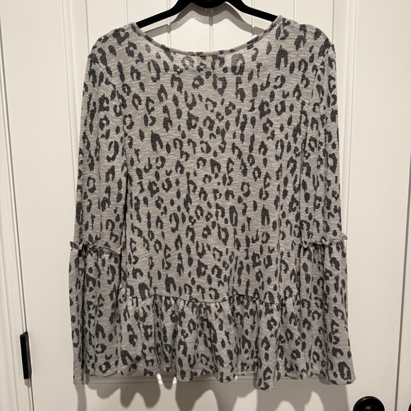 Altar'd State Gray Black Leopard Print Blouse - Picture 7 of 11